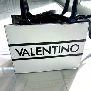 Brand New Valentino by Mario Valentino Black and White Logo Tote